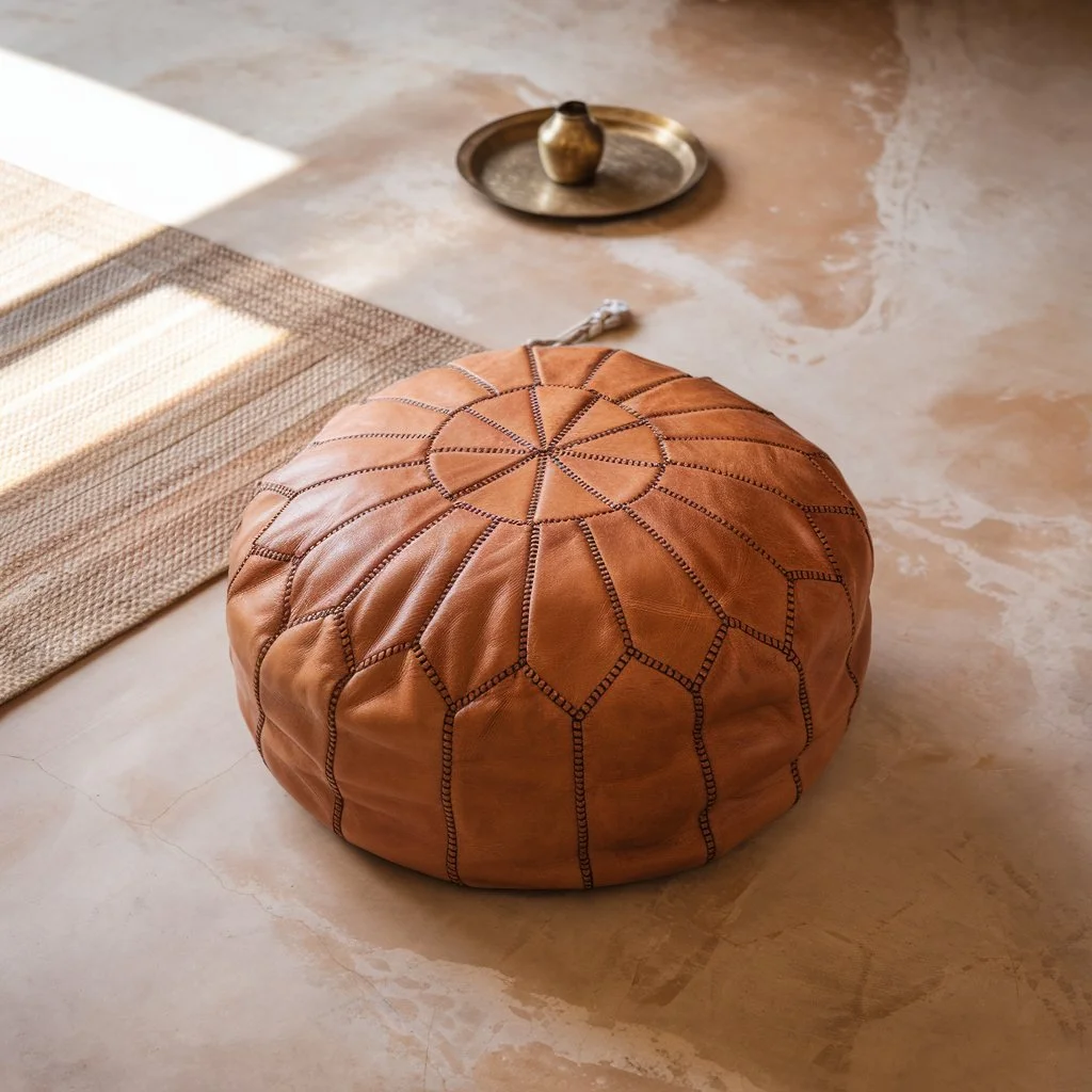Leather Ottoman Pouf